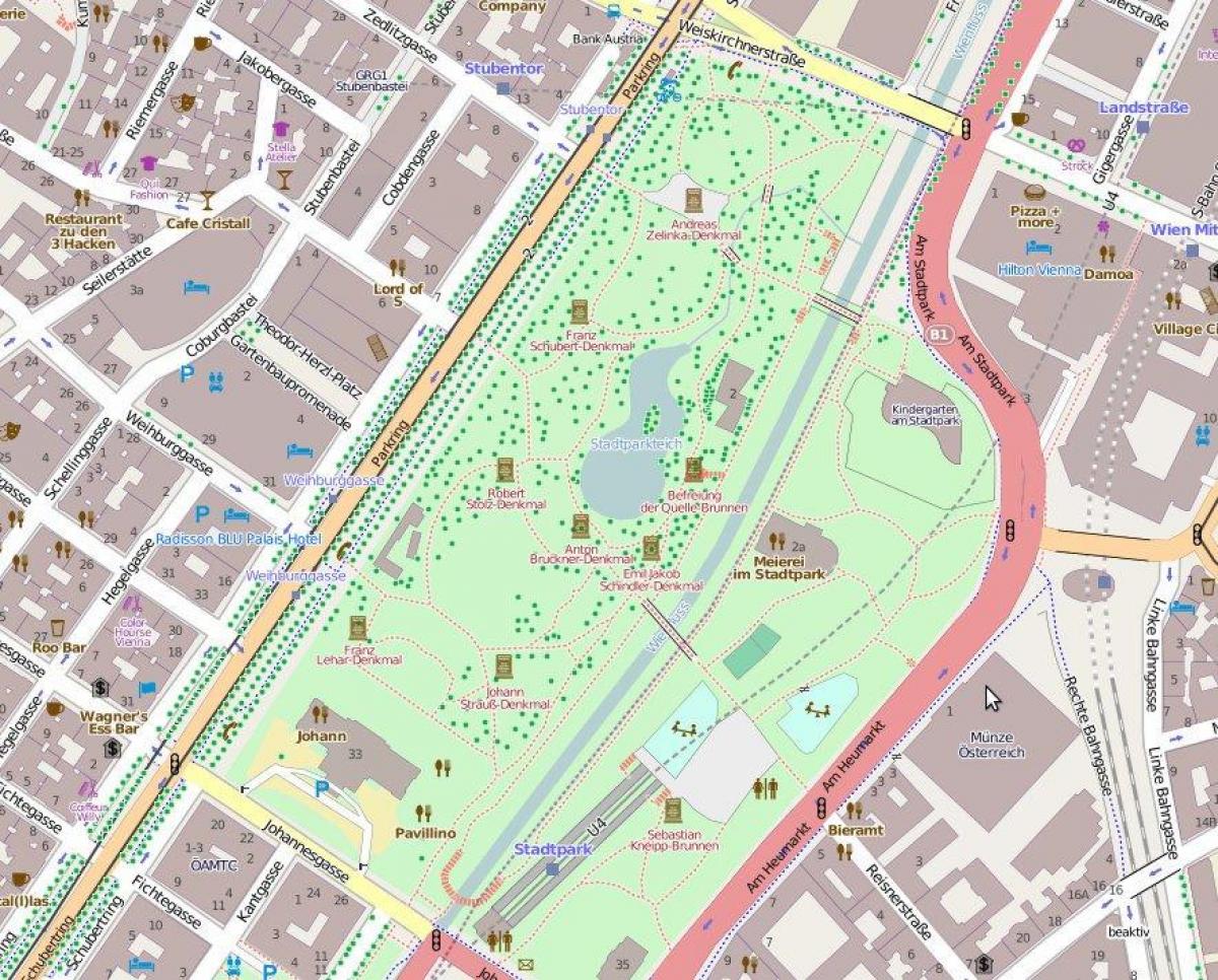 Karta över stadtpark Wien