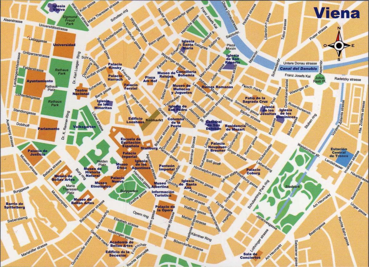 Karta över gatan centrala Wien