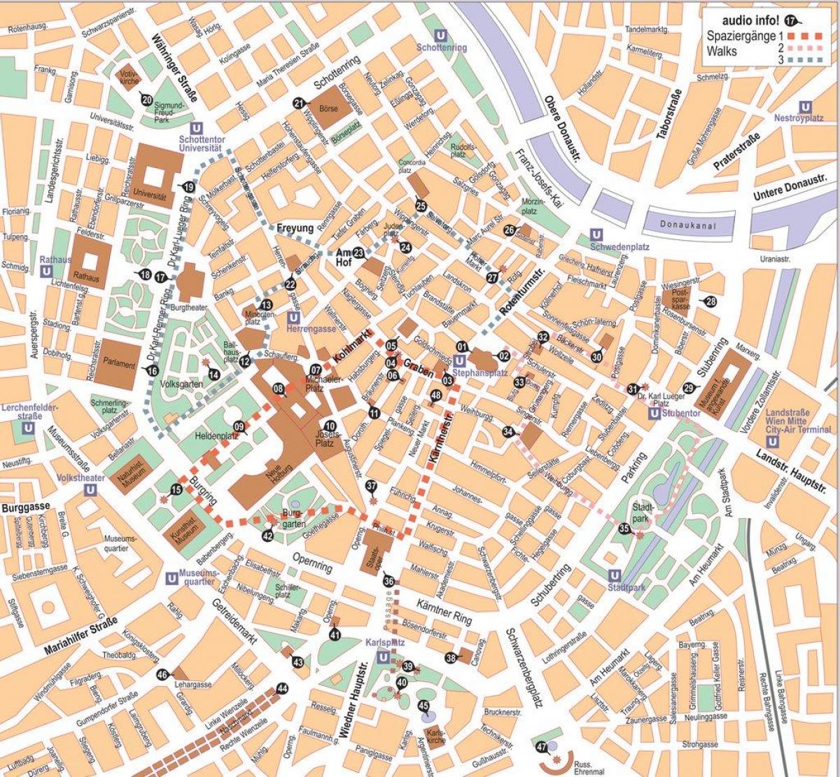 Wien Österrike city center karta