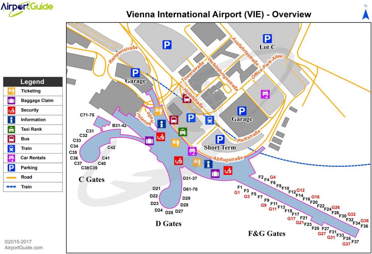 Karta över Wien flygplats destination