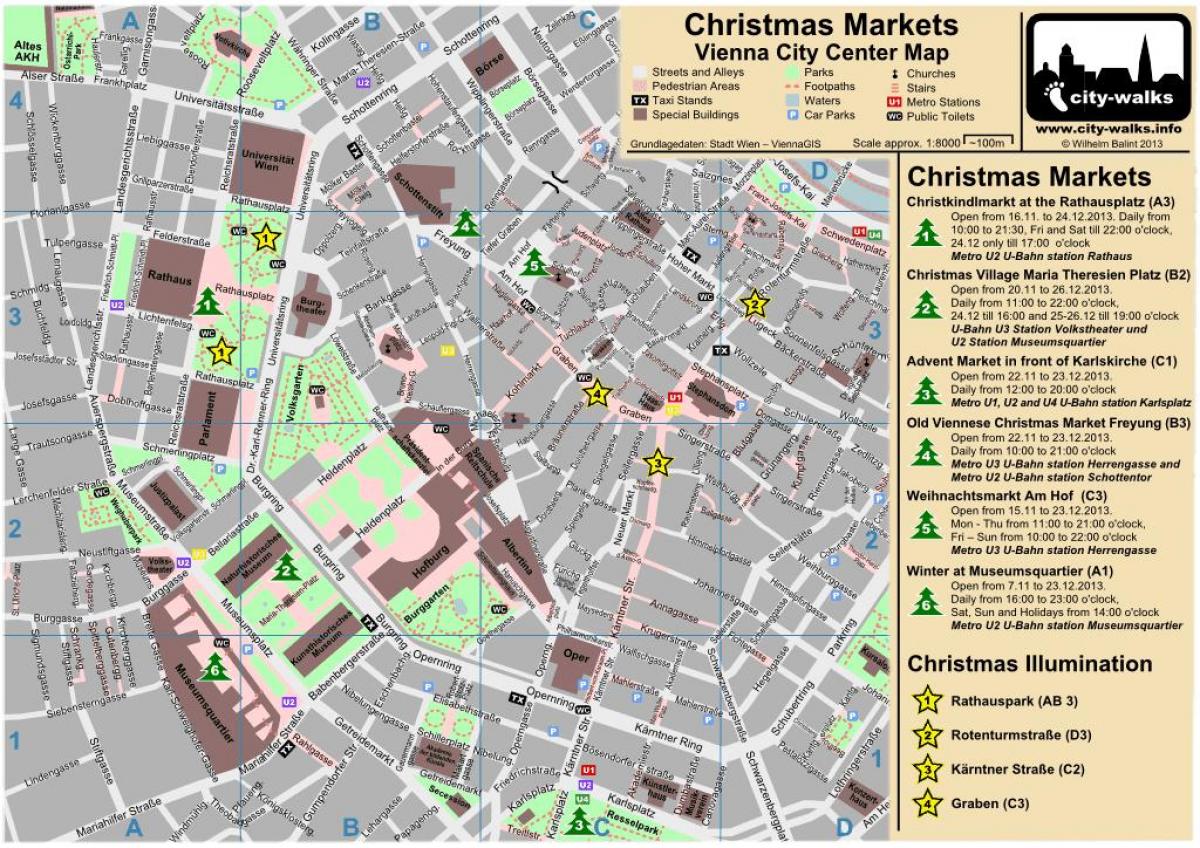 Karta över Wien julmarknad