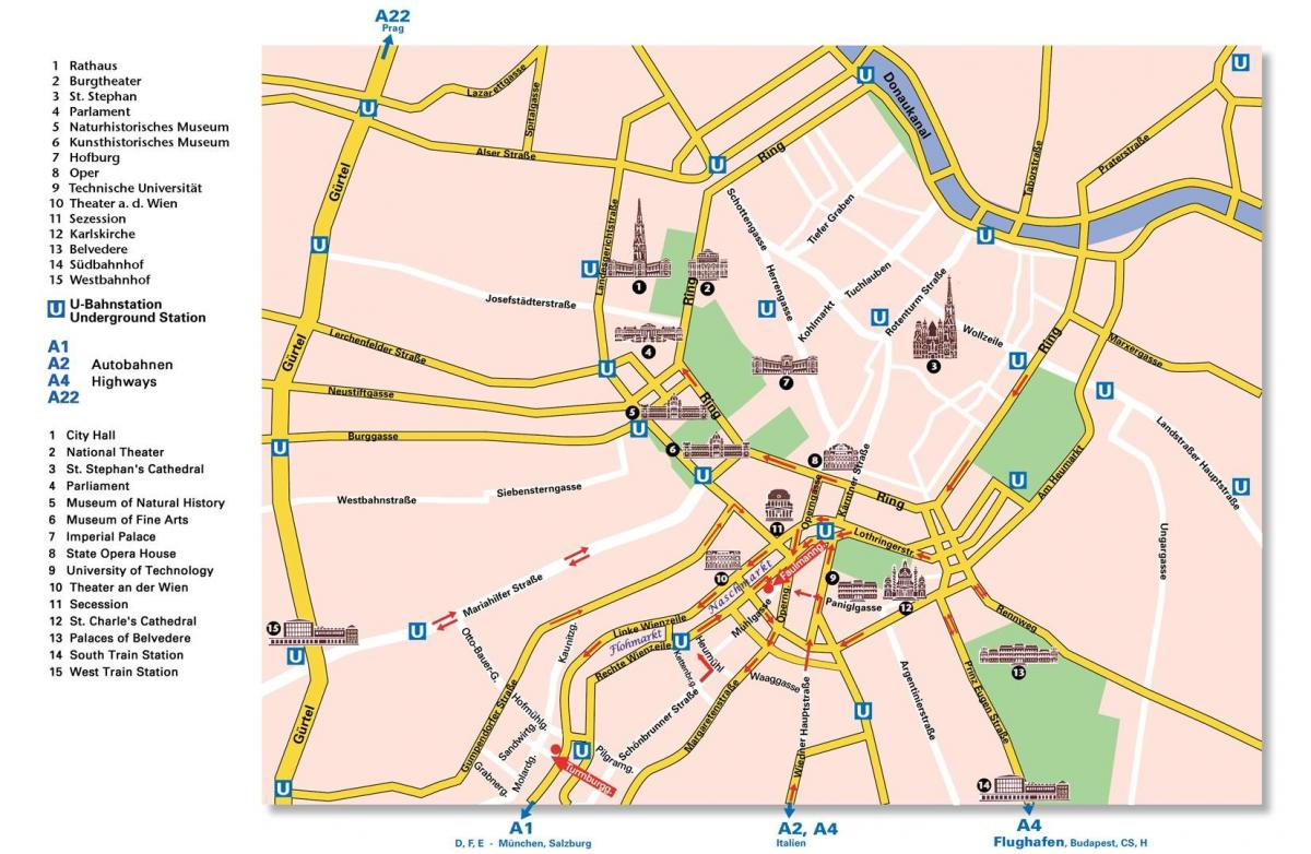 Karta över Wien ring road 