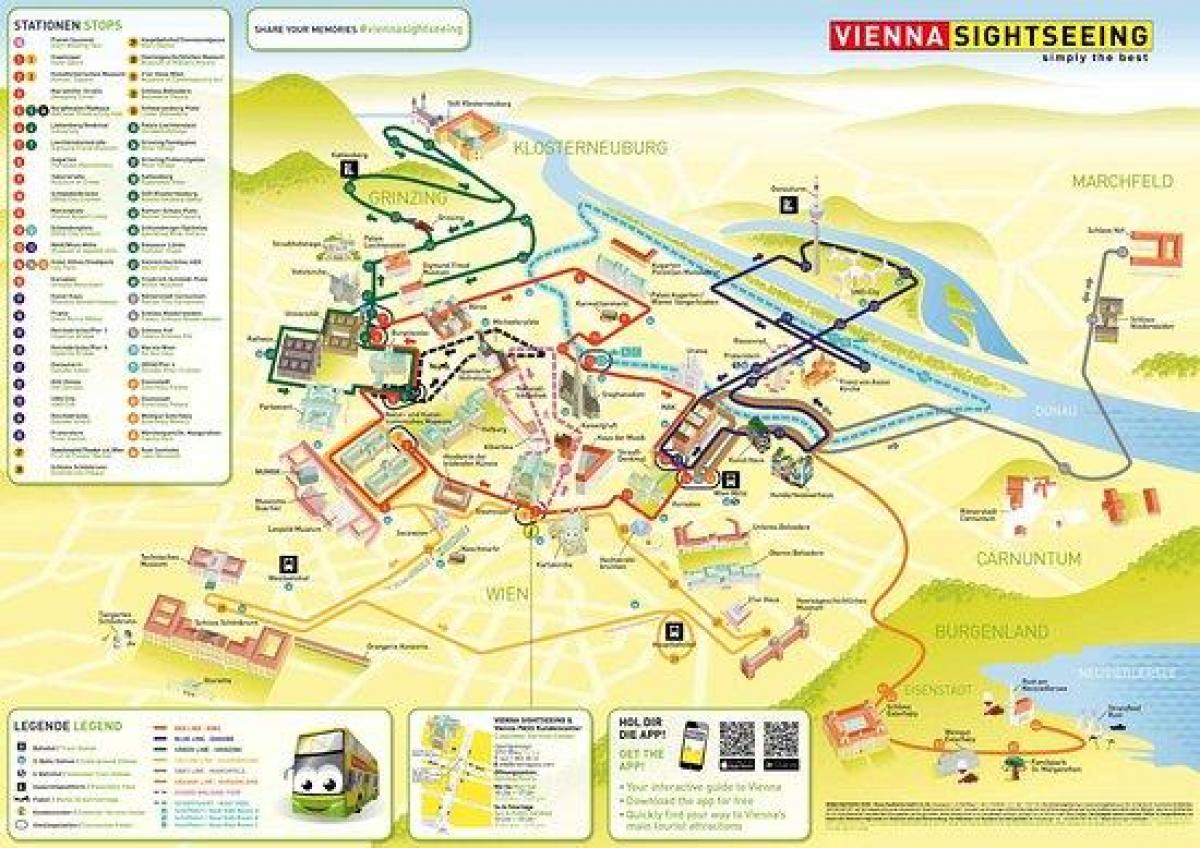 Karta över Wien sightseeing buss