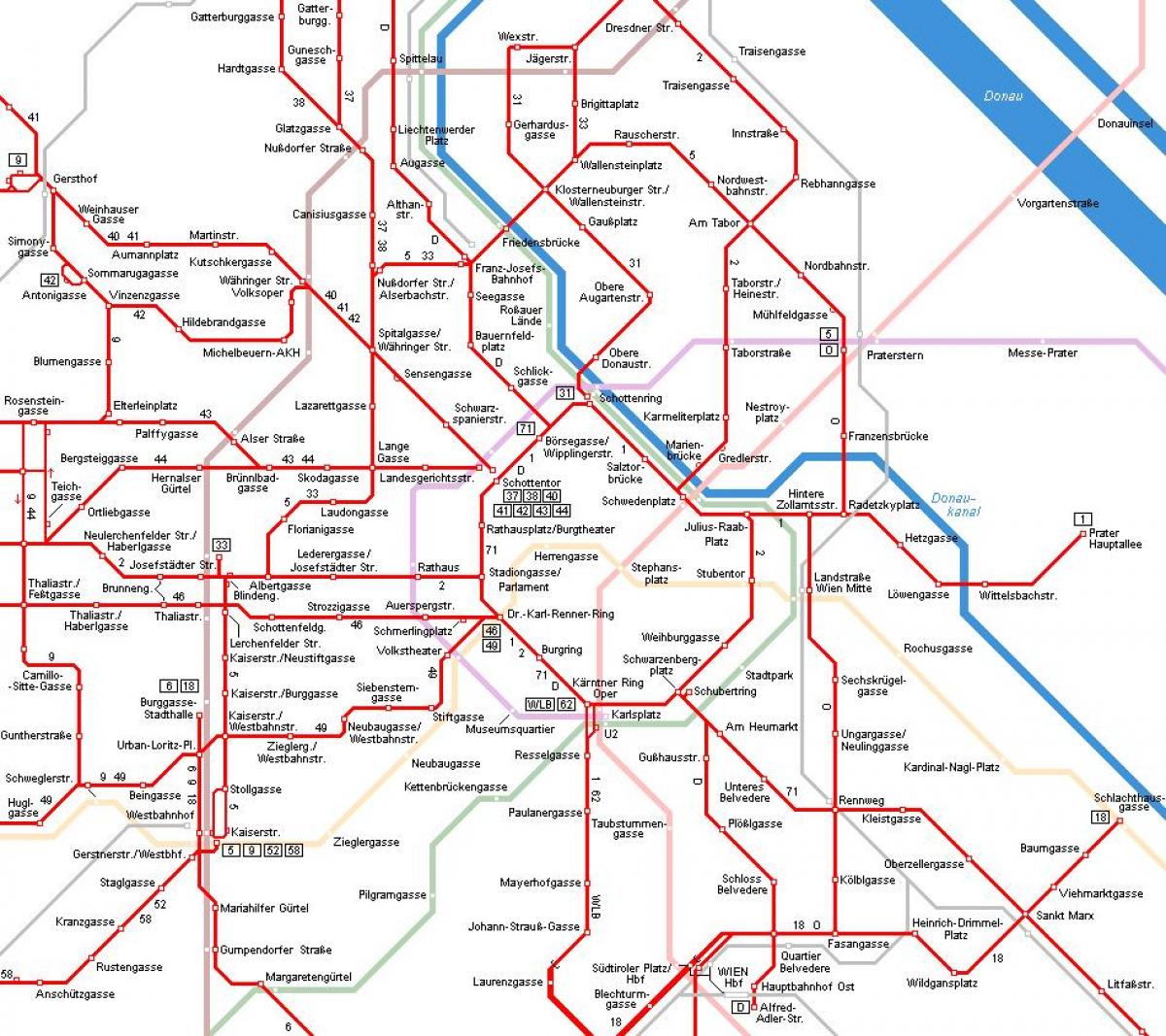 Wien Österrike spårvagn karta