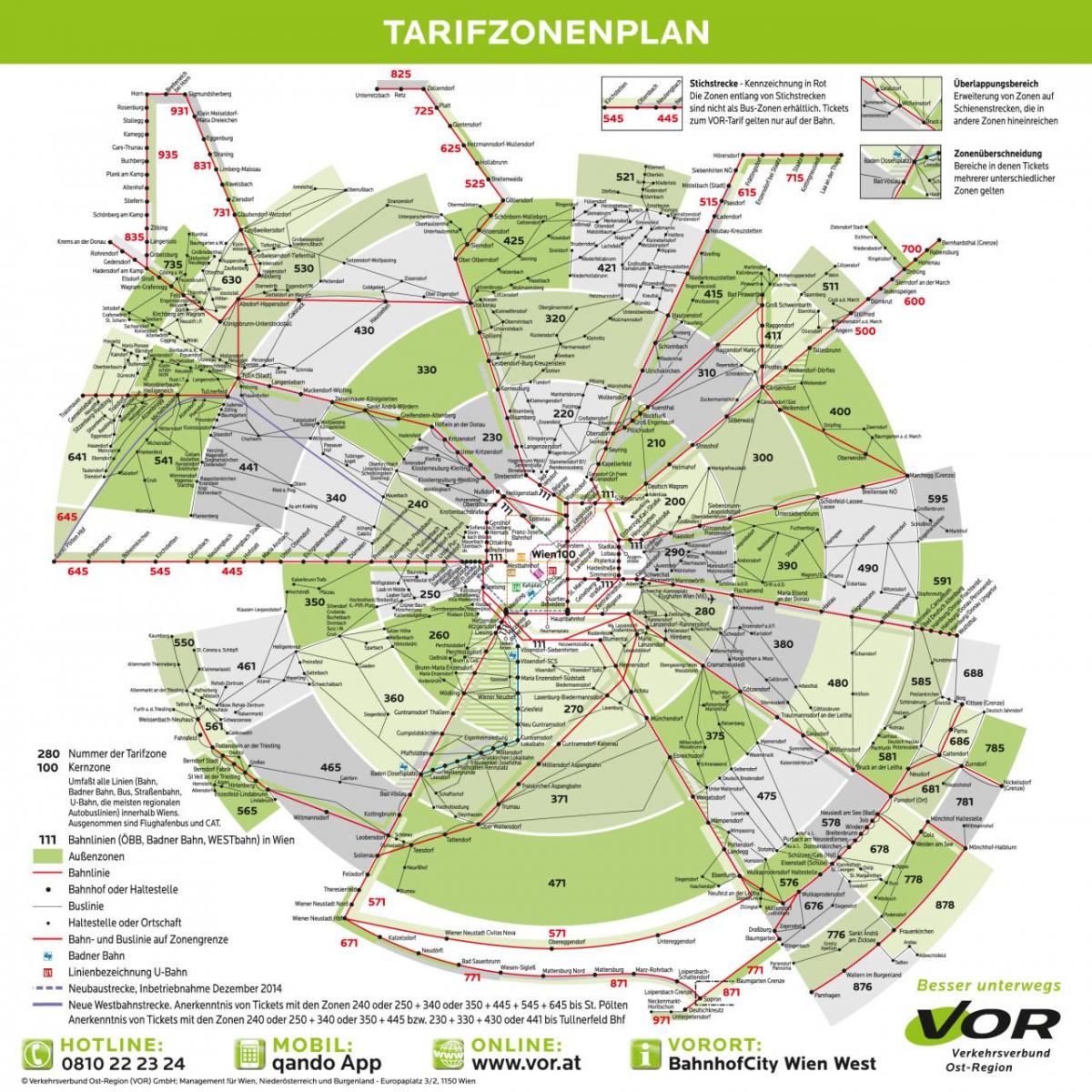 Karta över Wien transport zoner