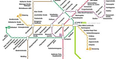 Wien flygplats och tågstation karta