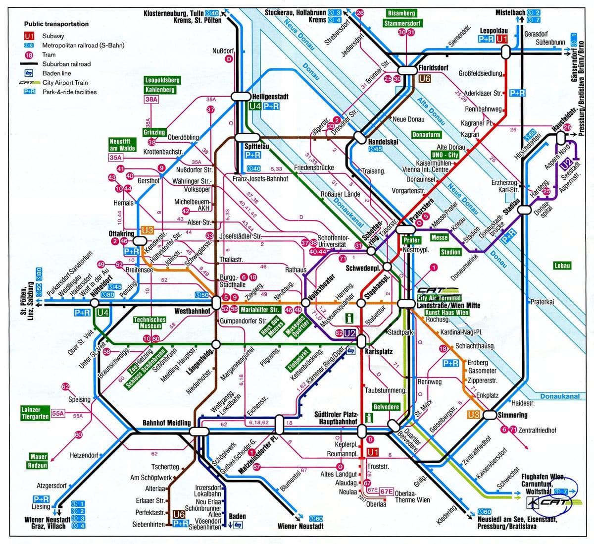 Karta över Wien Österrike tåg