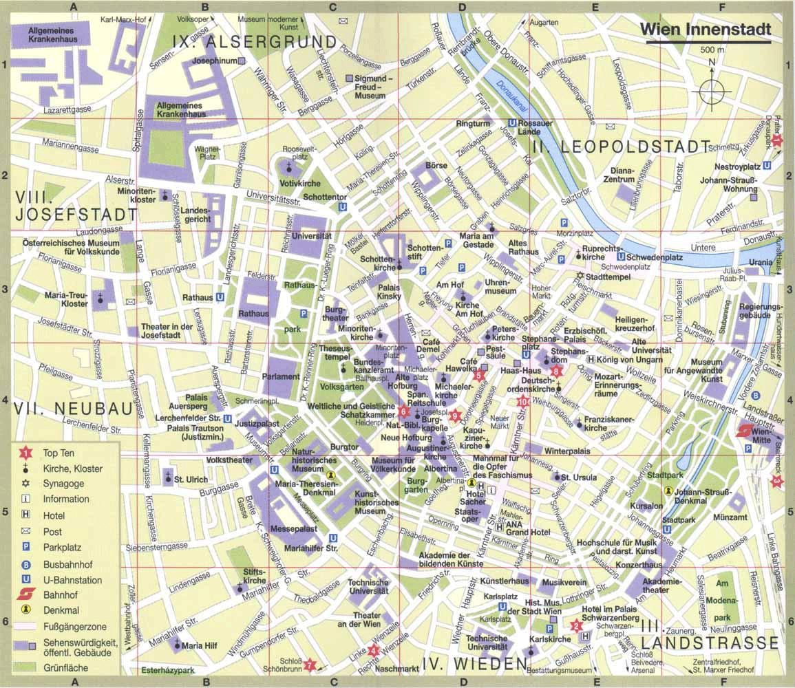 Wien city tourist karta