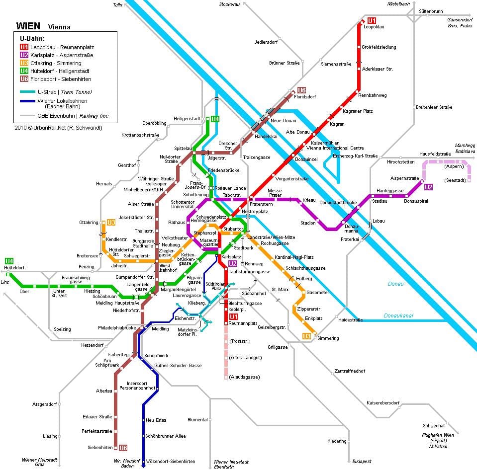 Wien tunnelbanestationen hauptbahnhof karta