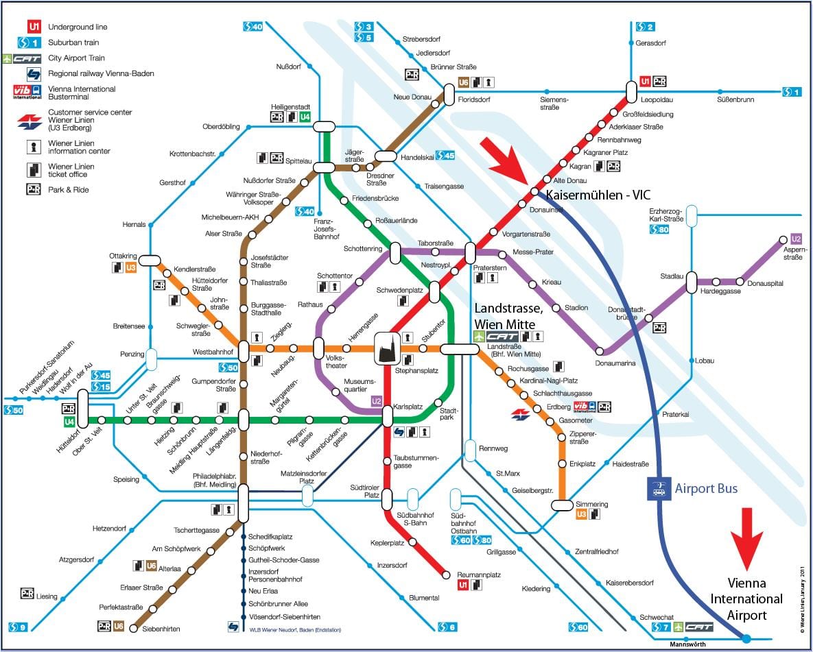 Karta över Wien mitte station