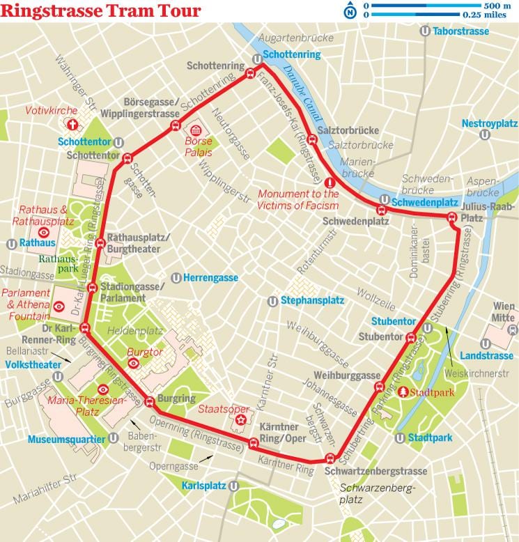 Wien ring spårvagn rutt karta