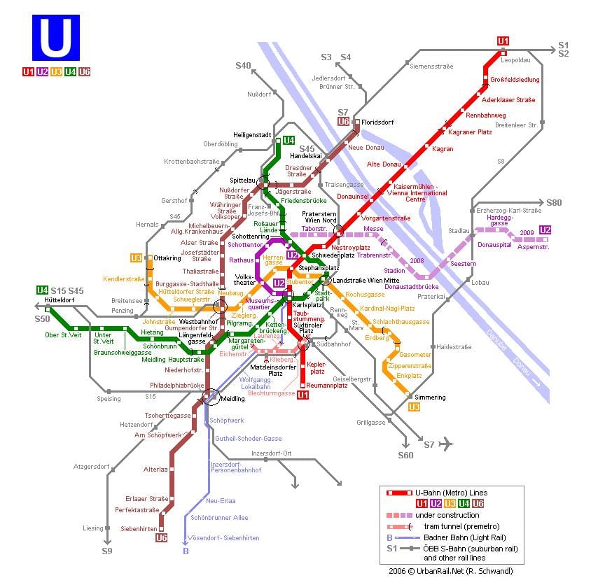 Karta över Wien spårvagn