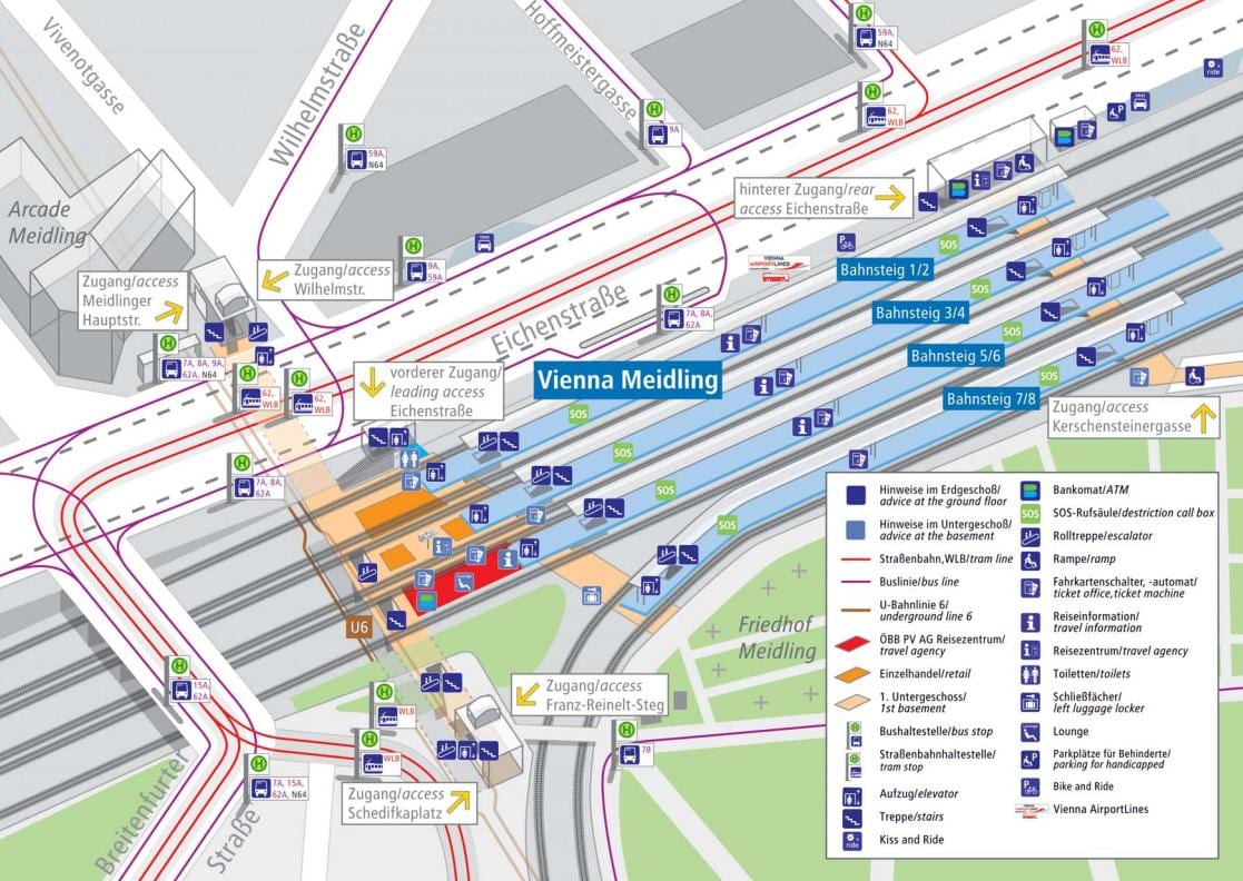 tågstationer i Wien Österrike karta