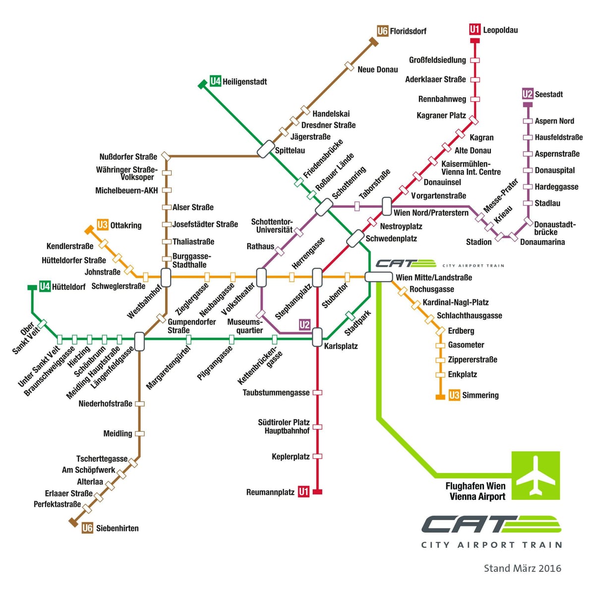 Wien flygplats och tågstation karta