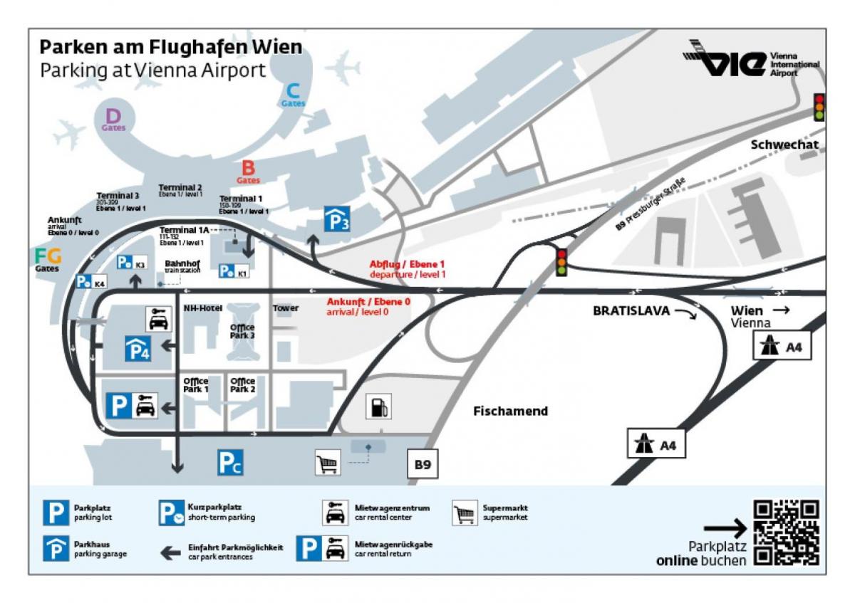 Karta över Wien flygplats parkering