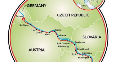 Passau och Wien cykel karta