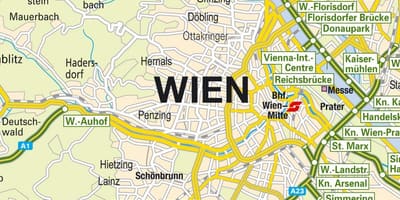 Karta som visar Wien